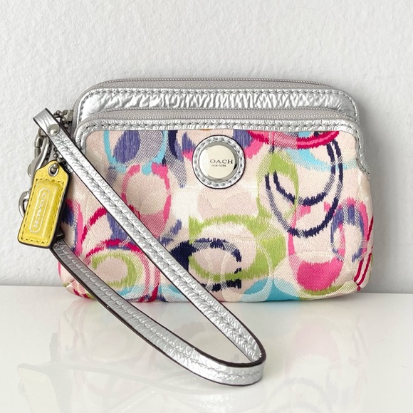 Coach Poppy Ikat Signature Small Wallet Wristlet - Picture 1 of 12